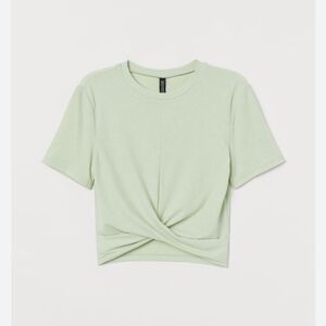 !!! Light Sage Twist Front Crop Top